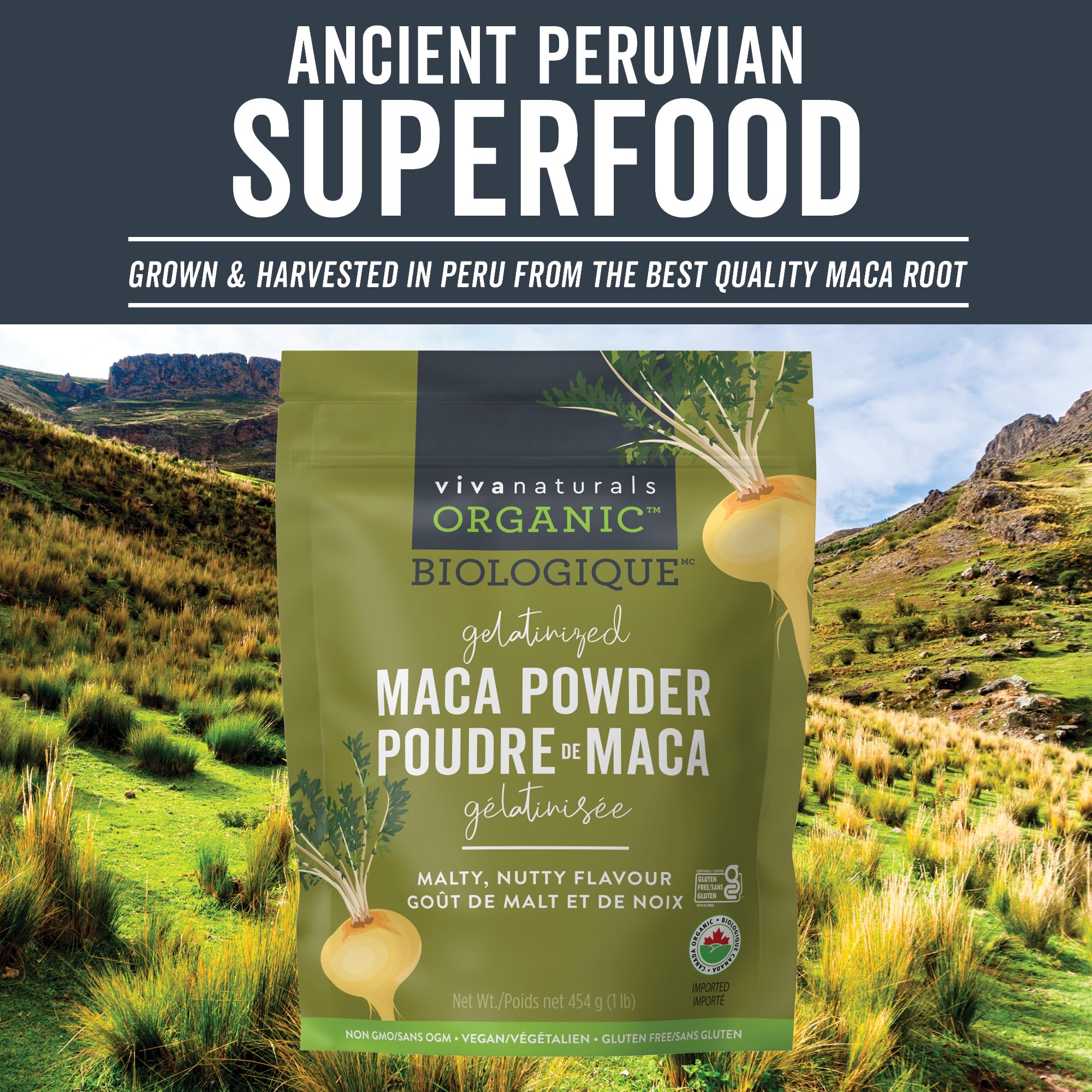 Viva Naturals Organic Maca Powder, Gelatinized Peruvian Maca Root Powder, Non-GMO, 1 lb 🍁 All In One Marketplace Canada