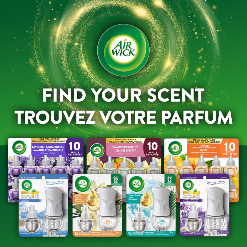 Air Wick Plug In Scented Oil Air Freshener for Home – Infused with Essential Oils, Adjustable Fragrance Control – Wild Berries Scent – Includes 2 Warmers & 5 Refills 🍁 All In One Marketplace Canada