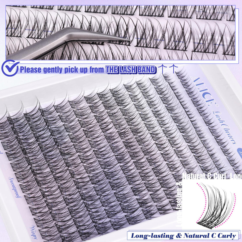 Natural Lash Clusters Wispy Cluster Eyelash Extensions 168pcs Individual Lashes 8-16mm C Curl DIY Lash Extension Natural Look Soft Thin Band Cluster Lashes by ALICE 🍁 All In One Marketplace Canada