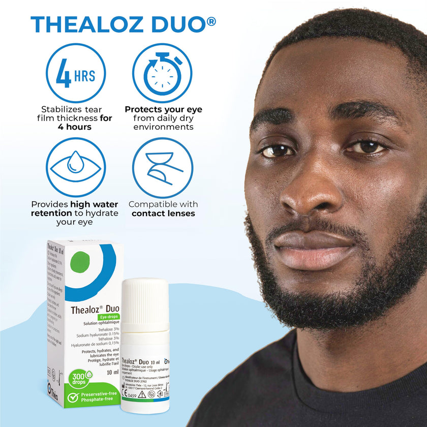 Thealoz Duo Eye Drops (2x10ml) - Clinically Proven Formula for Dry Eyes, Hydration with Hyaluronic Acid & Trehalose, Soothes & Lubricates, Tear Film Stabilization, Contact Lens Compatible (600 Drops) 🍁 All In One Marketplace Canada