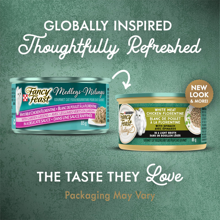 Fancy Feast Medleys Wet Cat Food, White Meat Chicken Florentine - 85 g Can (24 Pack) 🍁 All In One Marketplace Canada