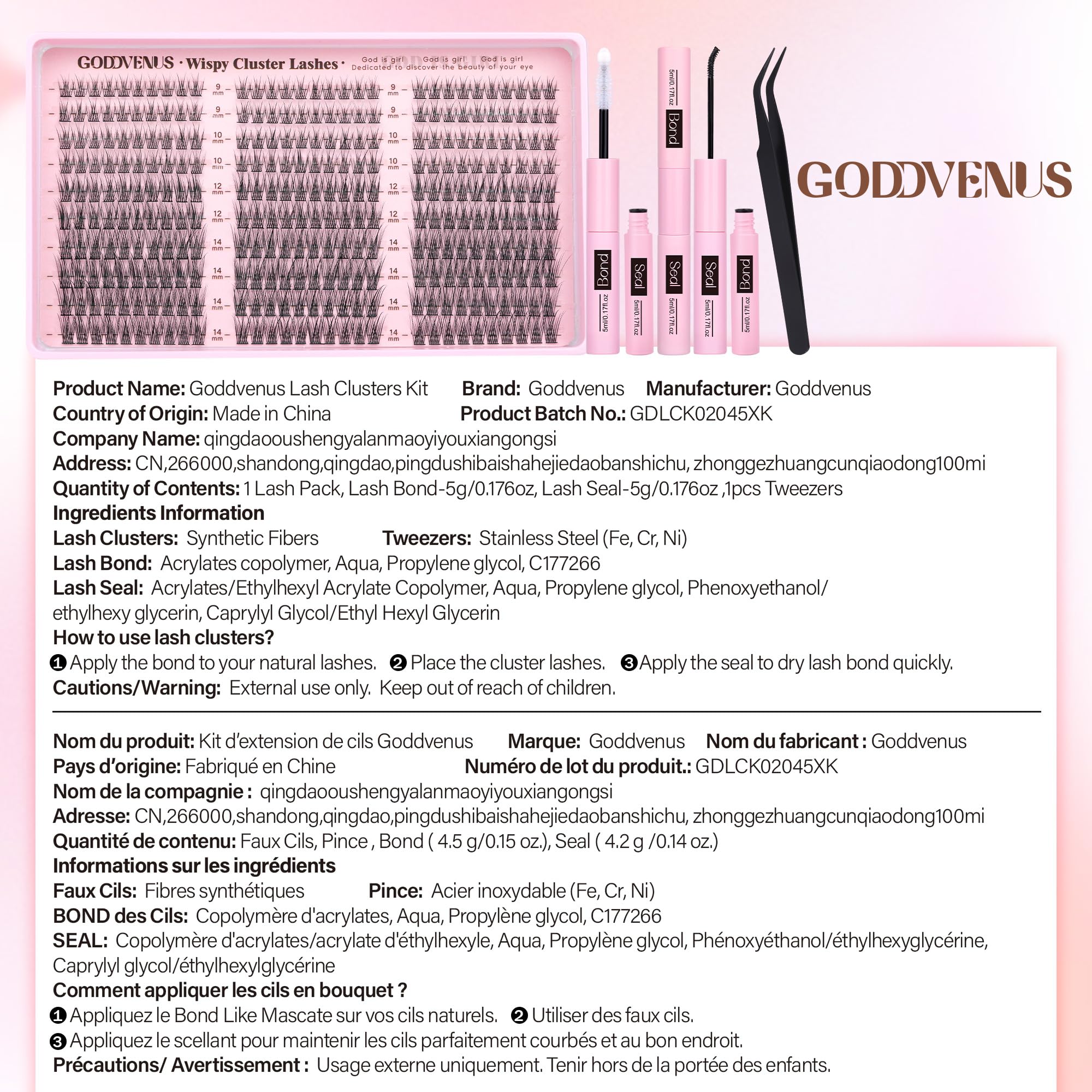 Goddvenus Lash Clusters Kit 9-14mm 300pcs Wispy Eyelash Cluster Lashes Natural DIY Lash Extension Kit Short Cluster Eyelash Extensions C Curl 🍁 All In One Marketplace Canada