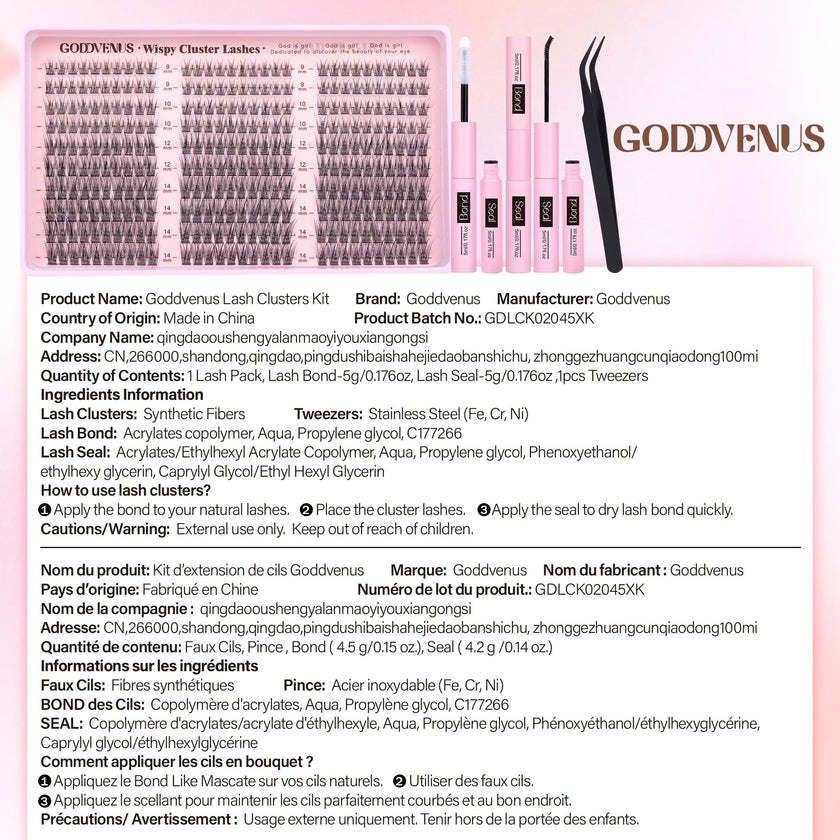 Goddvenus Lash Clusters Kit 9-14mm 300pcs Wispy Eyelash Cluster Lashes Natural DIY Lash Extension Kit Short Cluster Eyelash Extensions C Curl 🍁 All In One Marketplace Canada