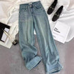 Starry Diamond In The Debris Rhinestone Straight Baggy Jeans Pant For Women