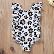 Girls Leopard Print One-Piece Swimsuit – Sleeveless Nylon Swimwear for Kids (80–120cm)