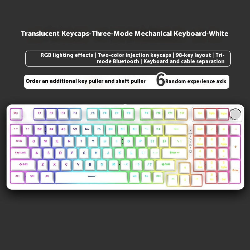 98-Key Wireless Bluetooth Mechanical Keyboard – Triple-Mode Gaming & Office | 30 Styles