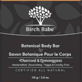 Birch Babe - Body Bar- Charcoal & Lemongrass (115g)