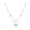 925 Sterling Silver Double-layer Tassel Butterfly Pendant Necklace for Women - Elegant Fine jewelry