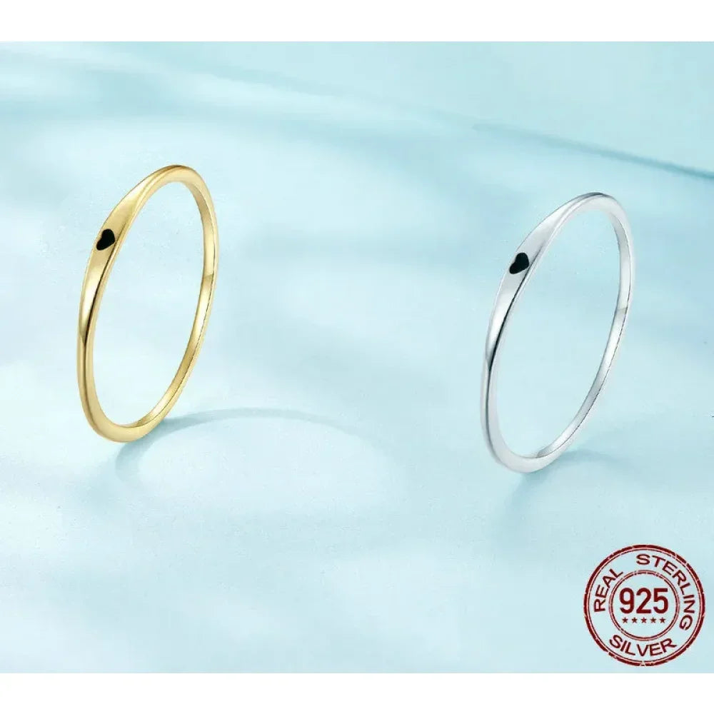925 Sterling Silver Heart Wedding Band - Symbol Of Love, Stackable Promise Ring In 2 Colors (Size 5-10)