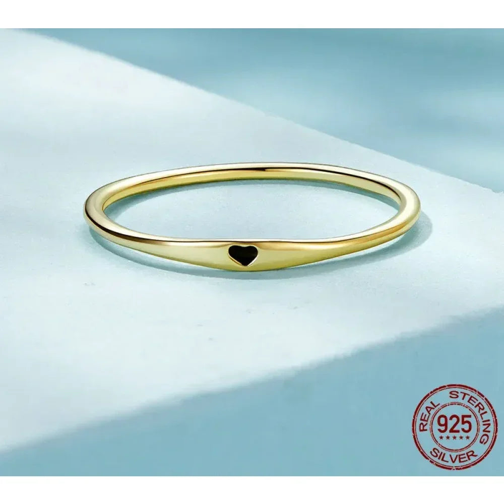 925 Sterling Silver Heart Wedding Band - Symbol Of Love, Stackable Promise Ring In 2 Colors (Size 5-10)