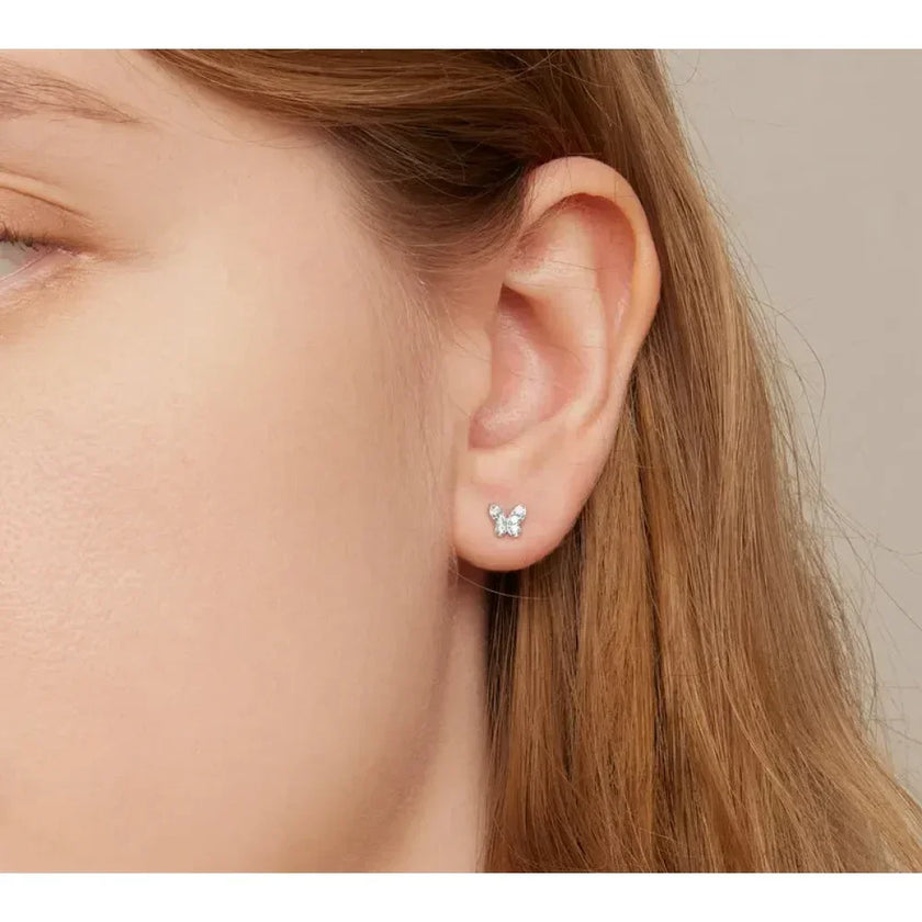 925 Sterling Silver Star And Butterfly Stud Earrings - Delicate And Fine Jewelry