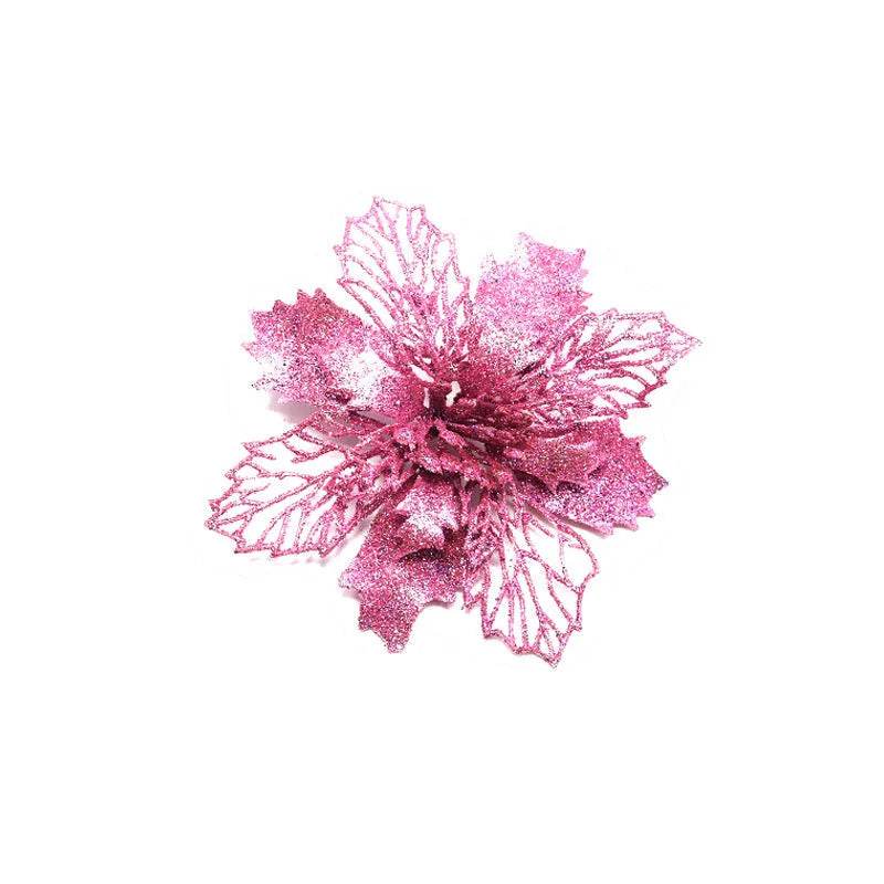 Glitter Artifical Christmas Flowers Christmas Tree Decorations For Home Fake Flowers Xmas Ornaments New Year Decor