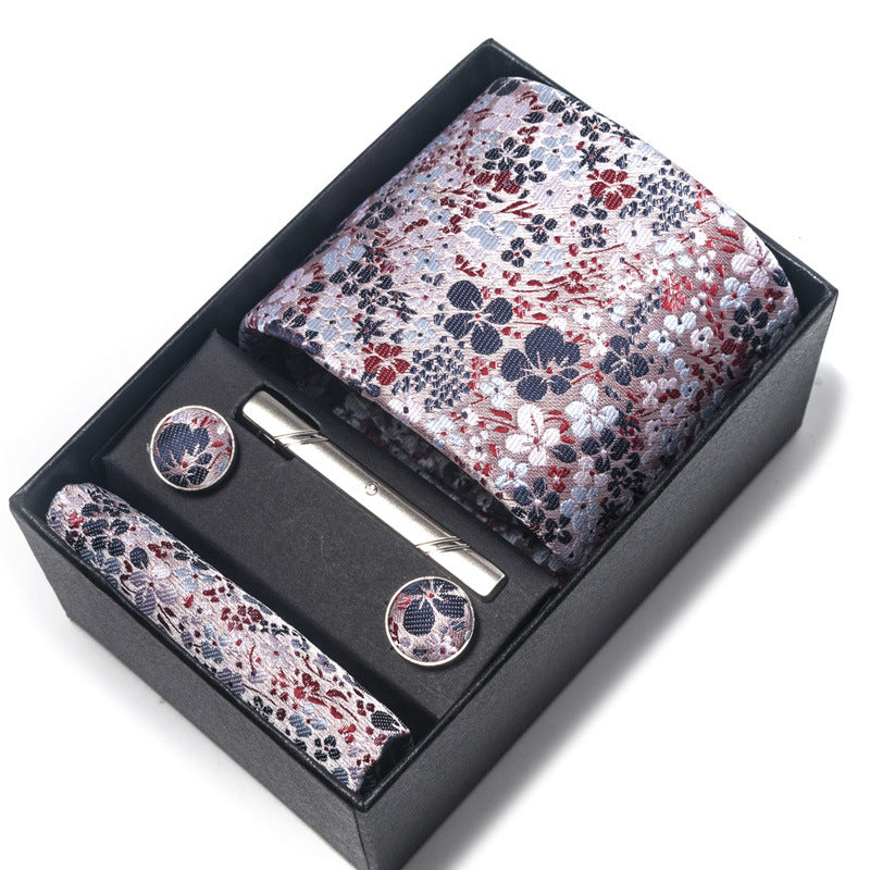 Men's Jacquard Woven Formal Tie Set – Rayon Arrow Necktie with Handkerchief, Tie Clip & Cufflinks | Canada & USA