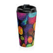Rainbow Fingerprint Pattern Travel Mug | Colorful Swirl Stainless Steel