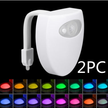 Motion-Sensor Toilet Night Light – 8 & 16 Colour LED, Battery Powered
