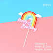Birthday Cake Decoration Inserts – Rainbow & Balloon Baking Toppers (10 PCS)
