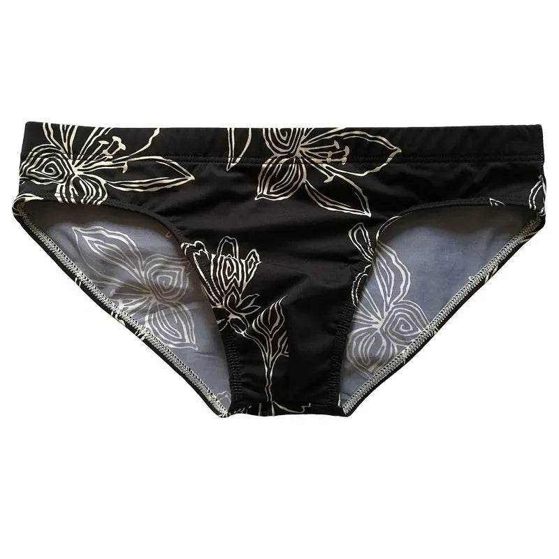 Simple Floral Printed Men's Underwear Swimming Trunks Briefs