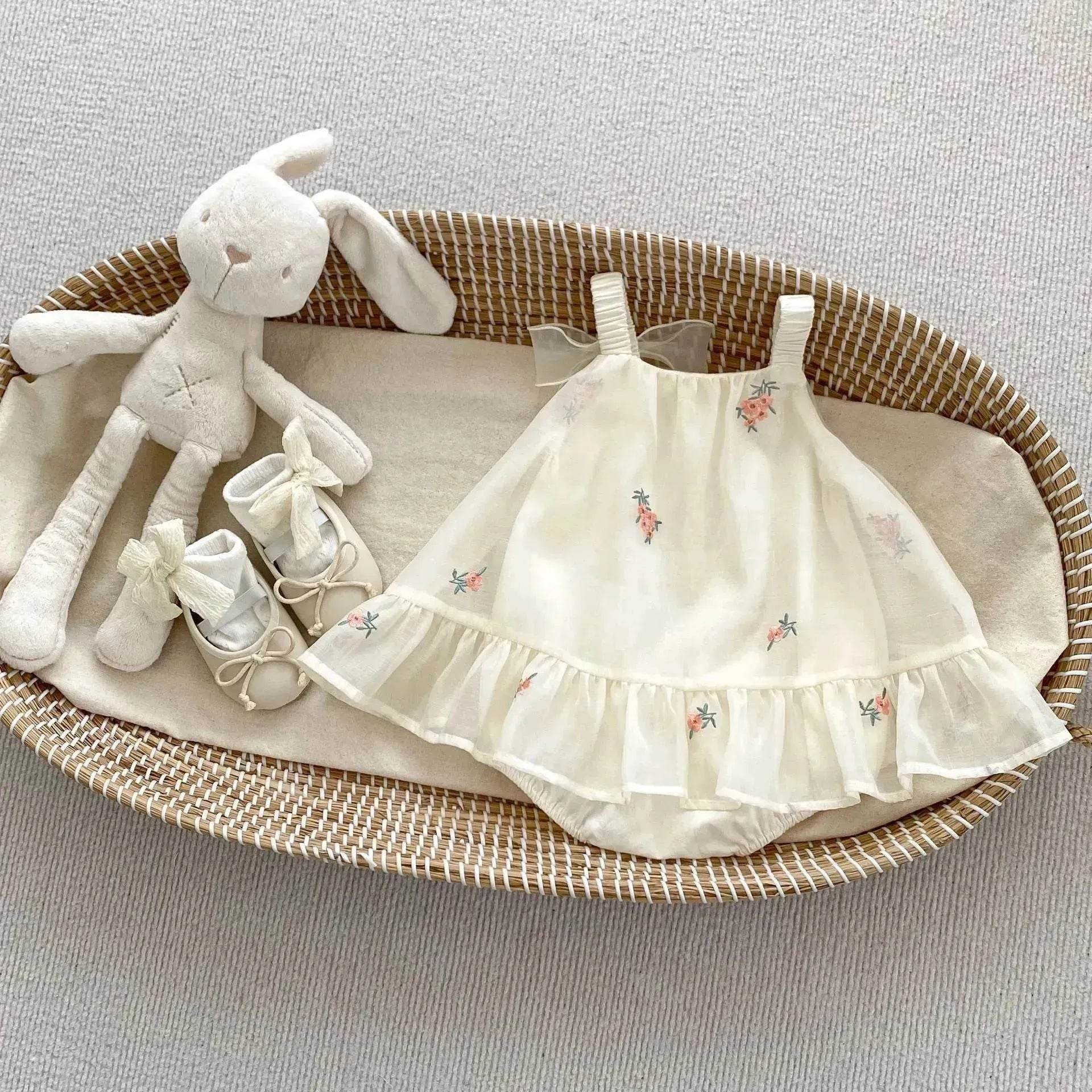 Newborn baby girl Embroidered Mesh Baby Bloomer With Skirt Infant baby Casual dress for baby girl
