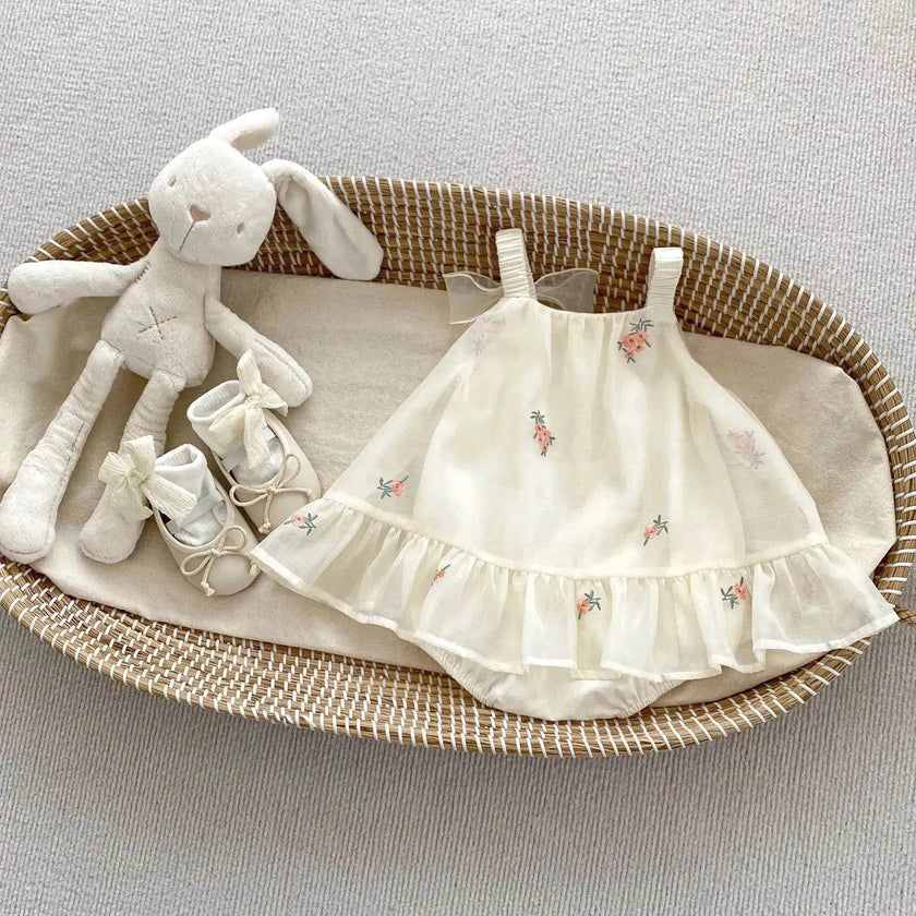 Newborn baby girl Embroidered Mesh Baby Bloomer With Skirt Infant baby Casual dress for baby girl