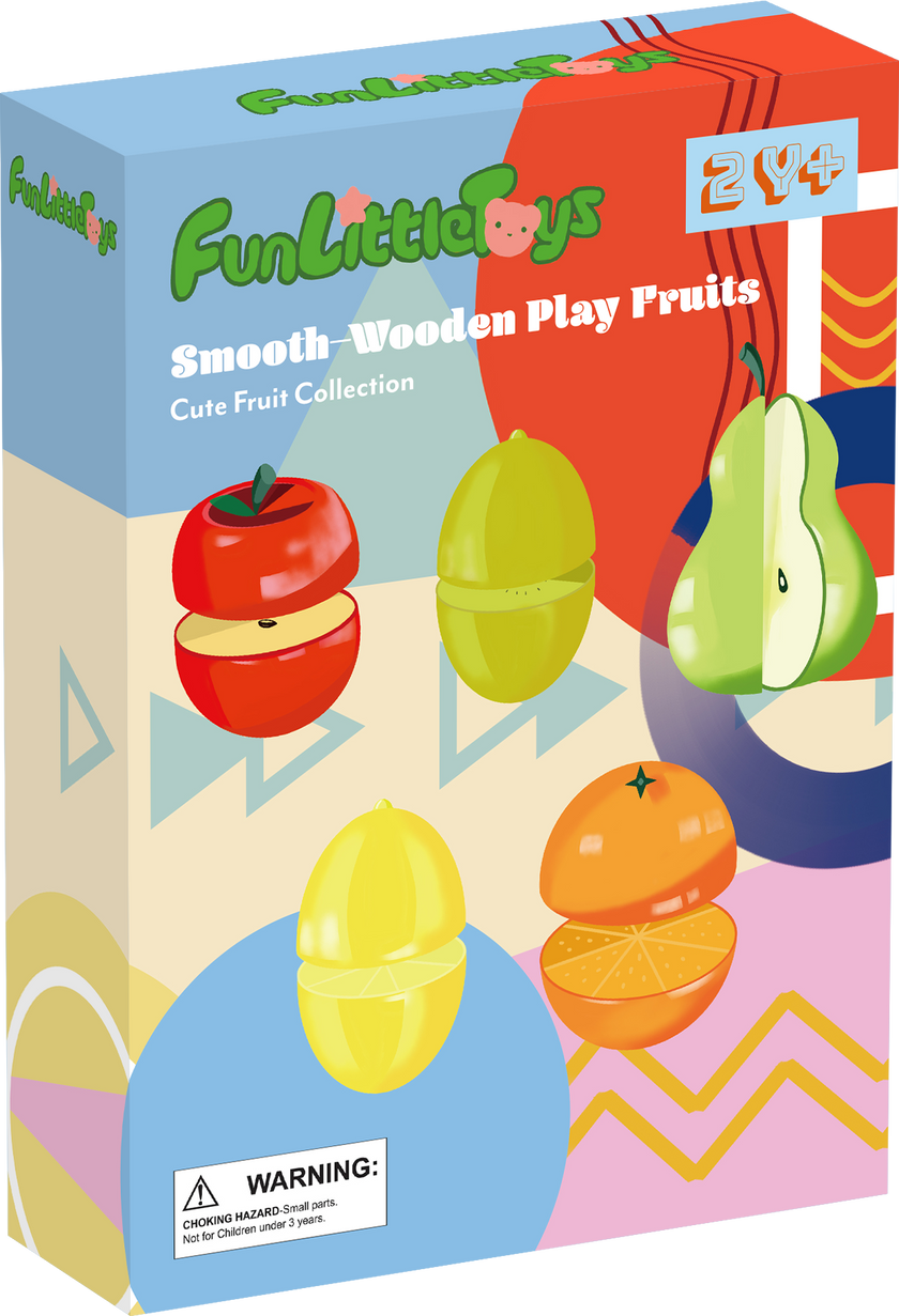 Fun Little Toys - 11 Pcs Wooden Pretend-Play Fruit Cutting Set for Kid Toys