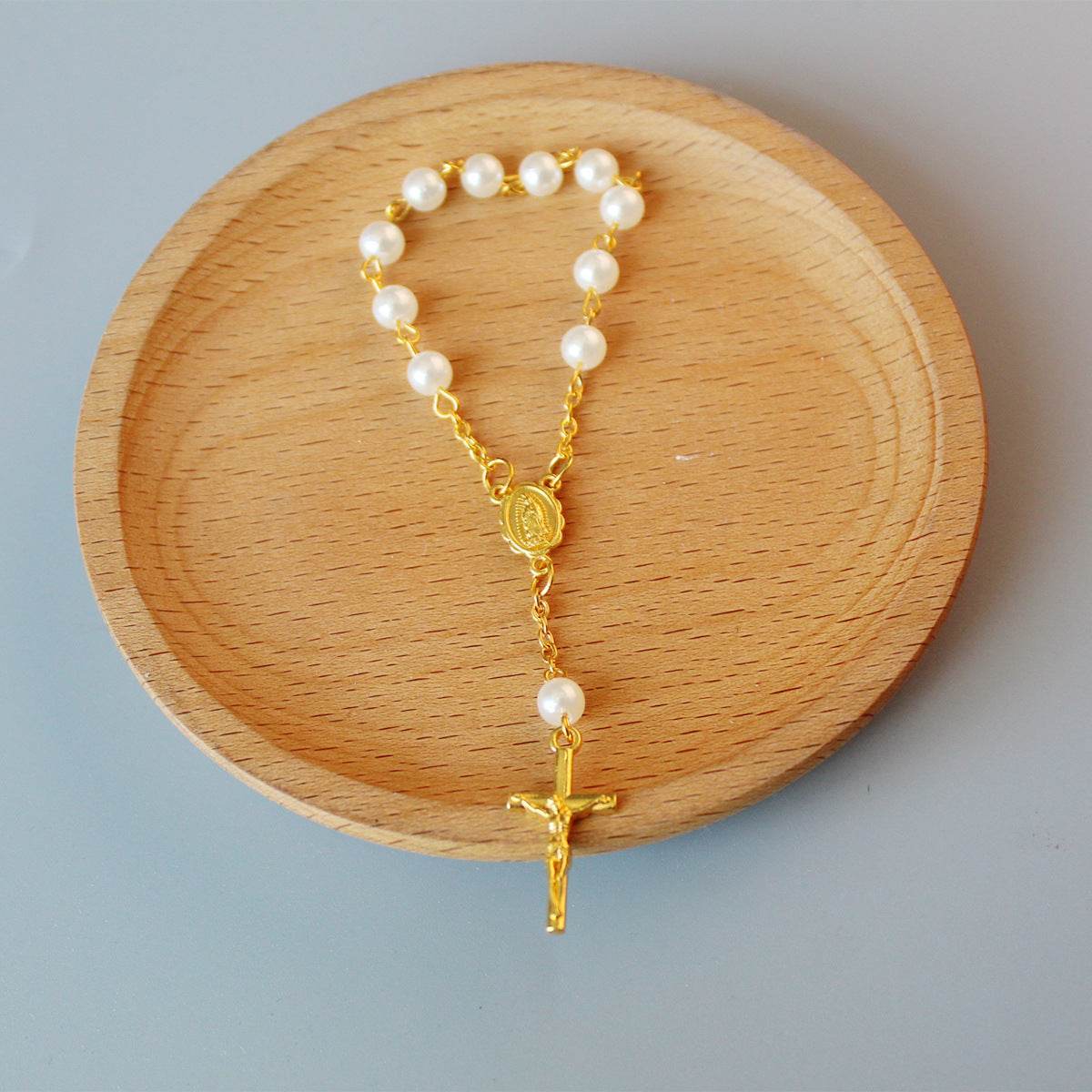 Beads Pearl Cross Full Moon Blessing Bracelet Fashion Jewelry
