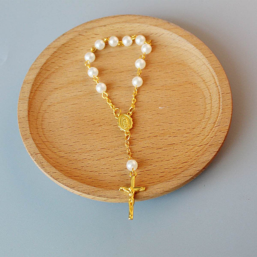 Beads Pearl Cross Full Moon Blessing Bracelet Fashion Jewelry