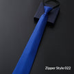 Mens Business Formal Zipper Tie With Blue Stripes