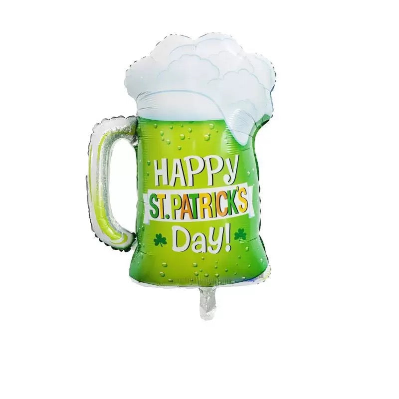 St. Patrick's Day Foil Balloons – Shamrock, Beer Mug & Irish Flag