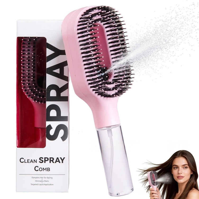 One-Click Spray Hair Brush – Anti-Frizz Detangling Mist Comb for All Hair Types