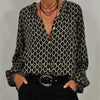 Women's V-Neck Button-Down Blouse, Long Sleeve Shirt