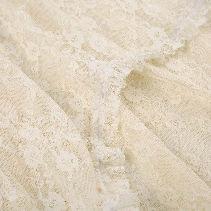 Fashionable Retro Trendy Irregular Midi Lace Skirt