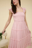 Polka Dot Chiffon Tiered Dress | Sage