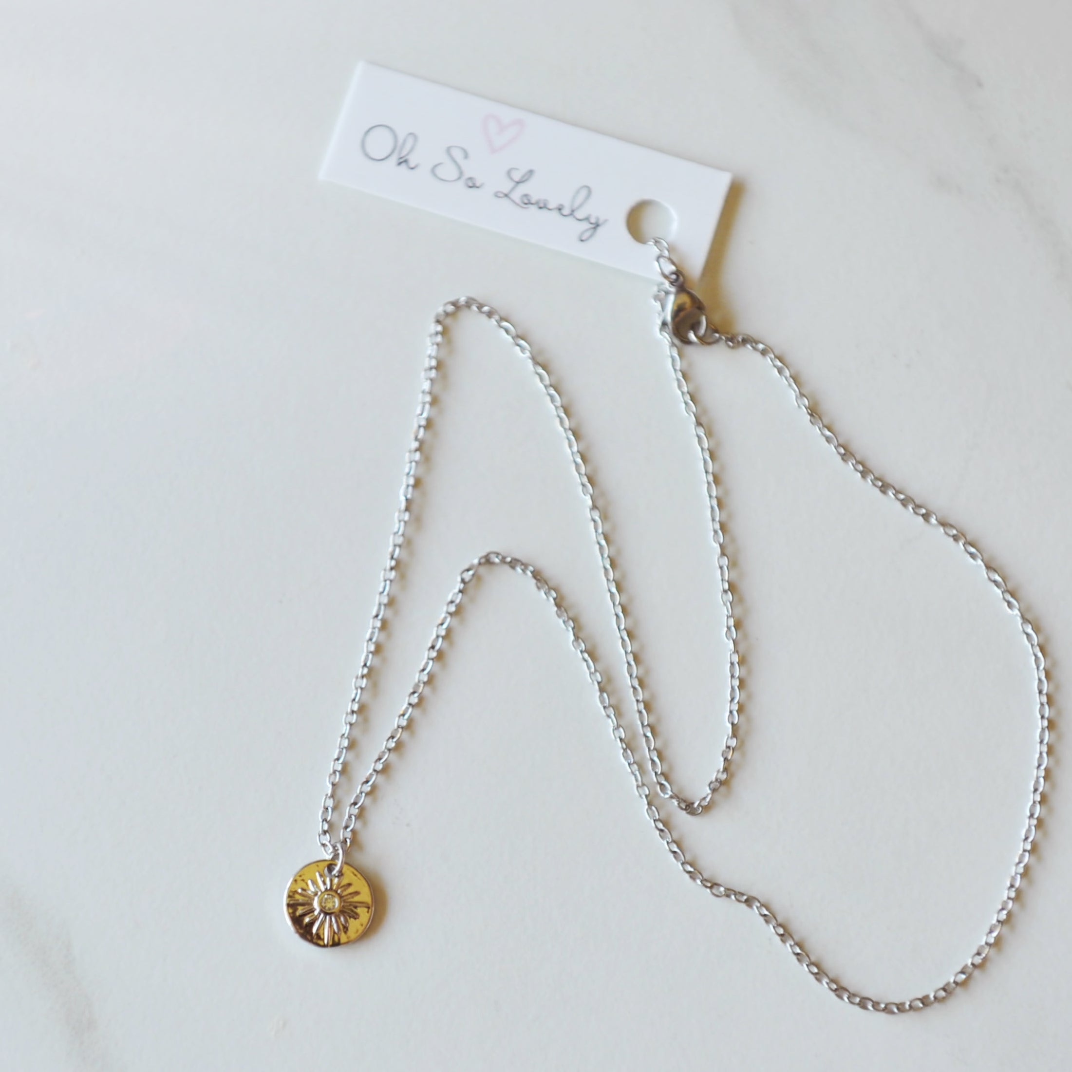 Clarissa Silver Star Disc Necklace