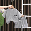 Children's Summer Clothing Casual Plain color Cotton Short Sleeve shirt and Short pant Two-piece Set