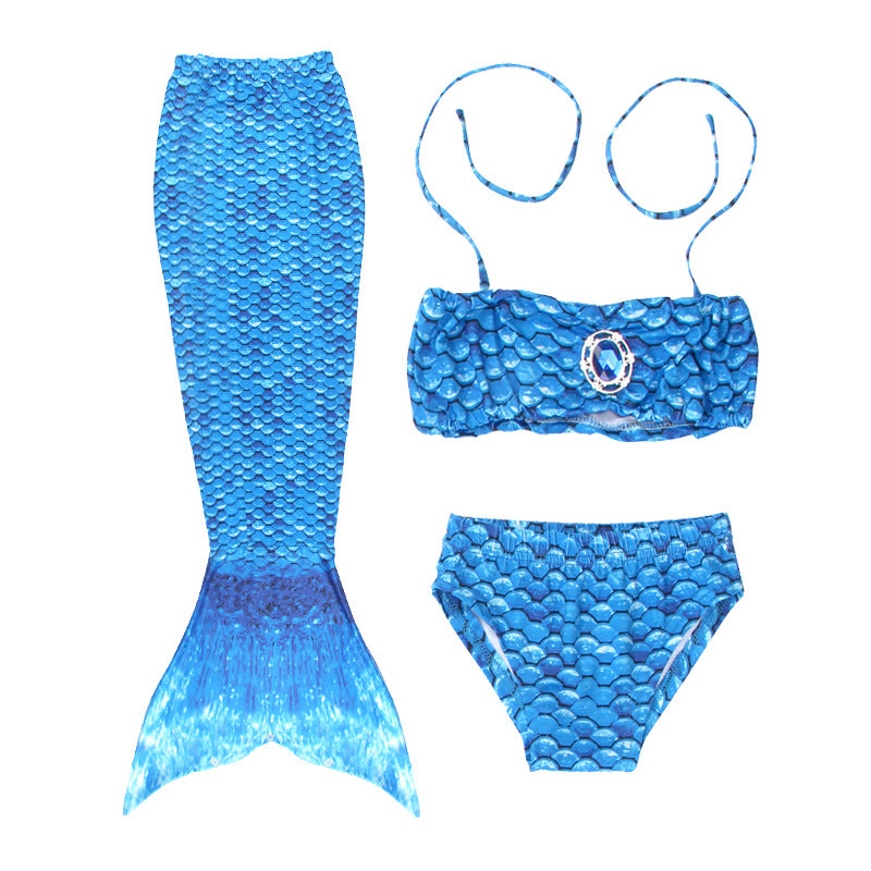 Girls Mermaid Bikini Set for Kids – 3-Piece Swimsuit with Skirt, Panties & Bra (Ages 3–8)