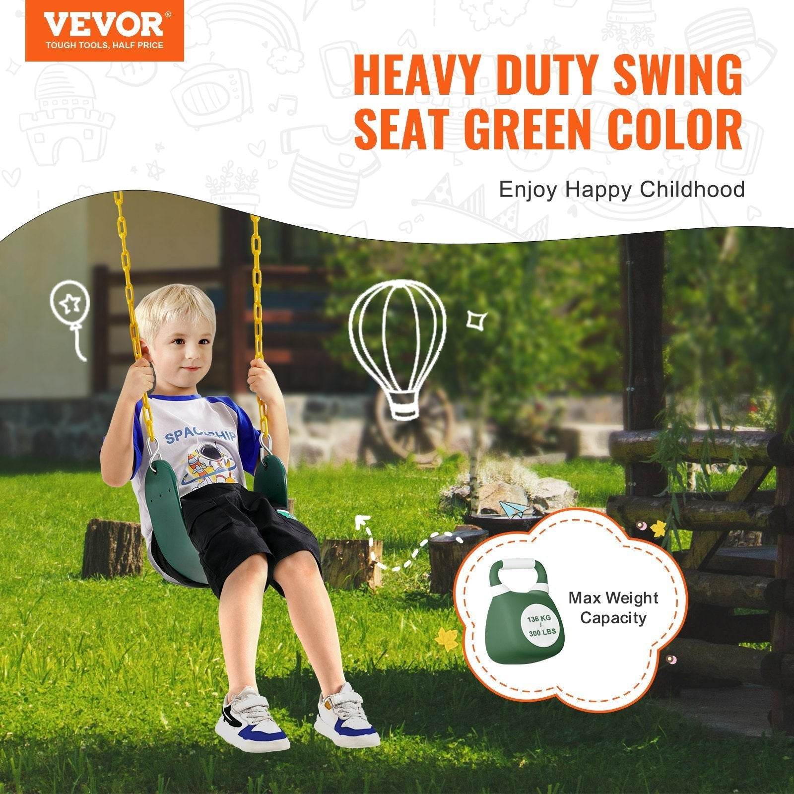 2-Pack Swing Seats Swings Replacement For Outdoor Swing Set 66 Inch Chain