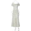 Polka-Dot Off-Shoulder Tube Top & Long Skirt Set with Side Bow | Women's Two-Piece