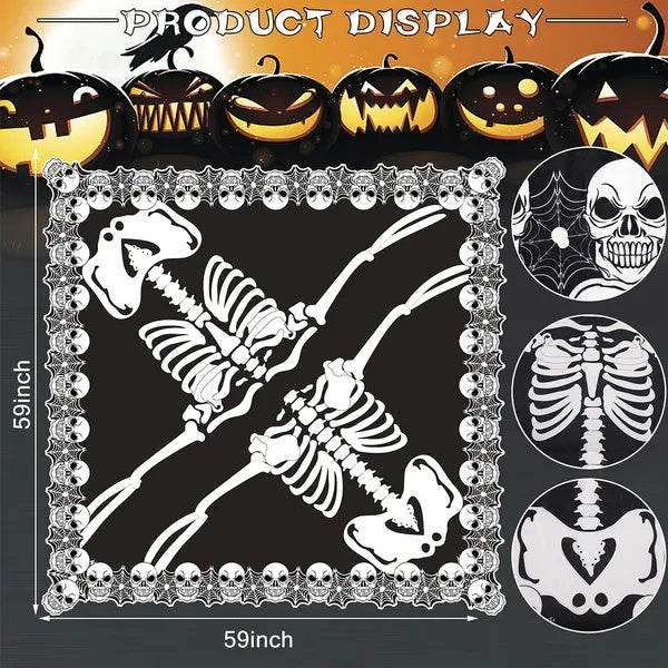 Halloween Skeleton Poncho Skull Bones Lace Skeleton Cape Shawl Halloween Costume Day Of The Dead Poncho For Halloween Horror Theme Trick Or Treat Birthday Party
