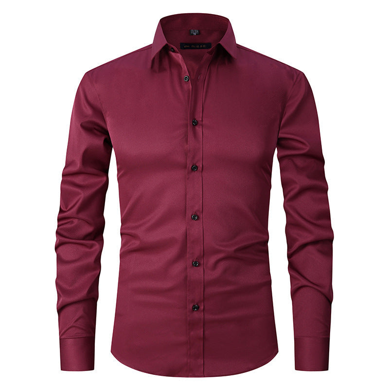 Men's Long Sleeve Business Casual Shirt – Loose Fit, 10 Colors, S–8XL | Canada & USA