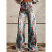 Women's 3D Graphic Print Flare Pants – Plus Size Mid-Waist Wide Leg Printed Trousers