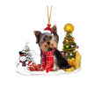 Christmas Family Puppies Decorate Trees With Lights