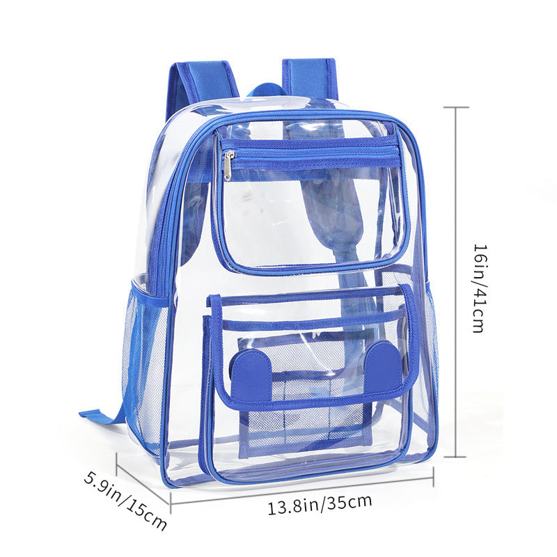 Clear PVC Transparent Backpack – Large Capacity Stadium Approved School & Travel Bag