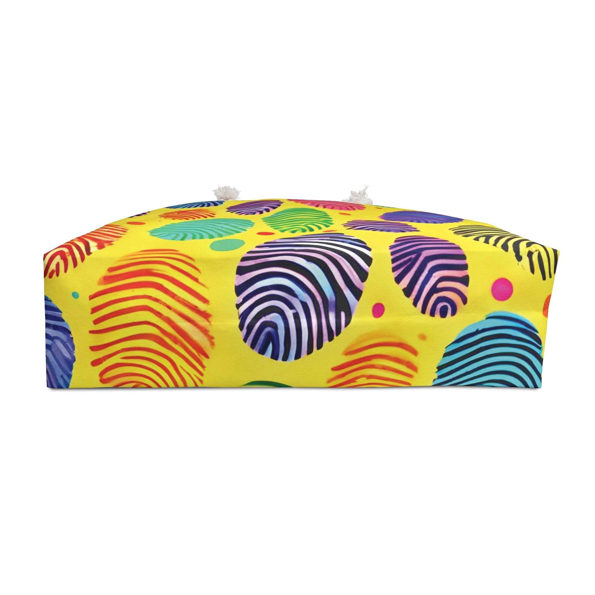Rainbow Fingerprint Pattern Weekender Bag | Colorful Travel Tote | Busy Mom Gift