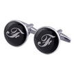 Men's Black Round Enamel Initial Letter Cufflinks – Brass & Crystal Formal Cufflinks A–Y | Canada & USA