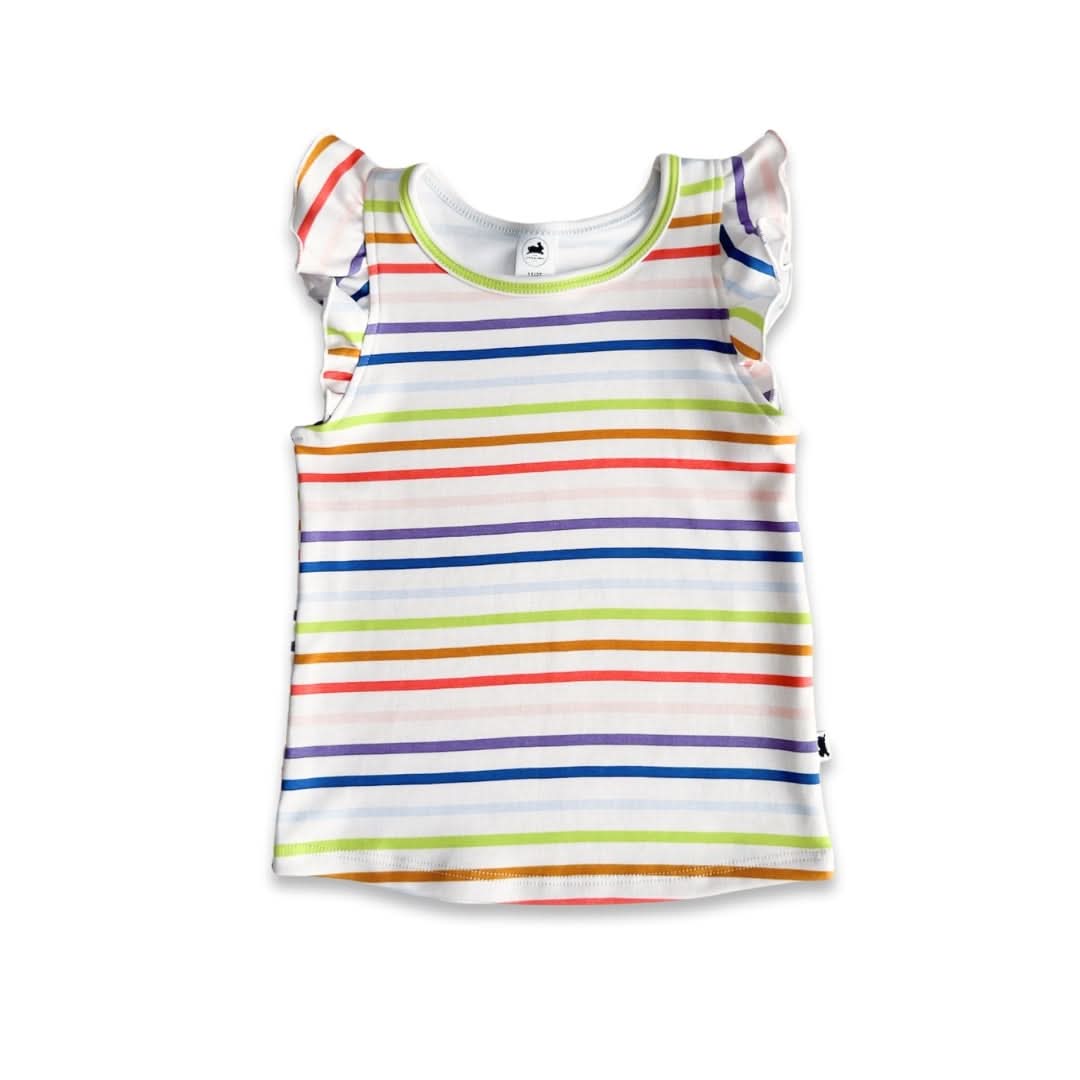 Baby/Kids' Bamboo Ruffle Shoulder | Rainbow Stripe
