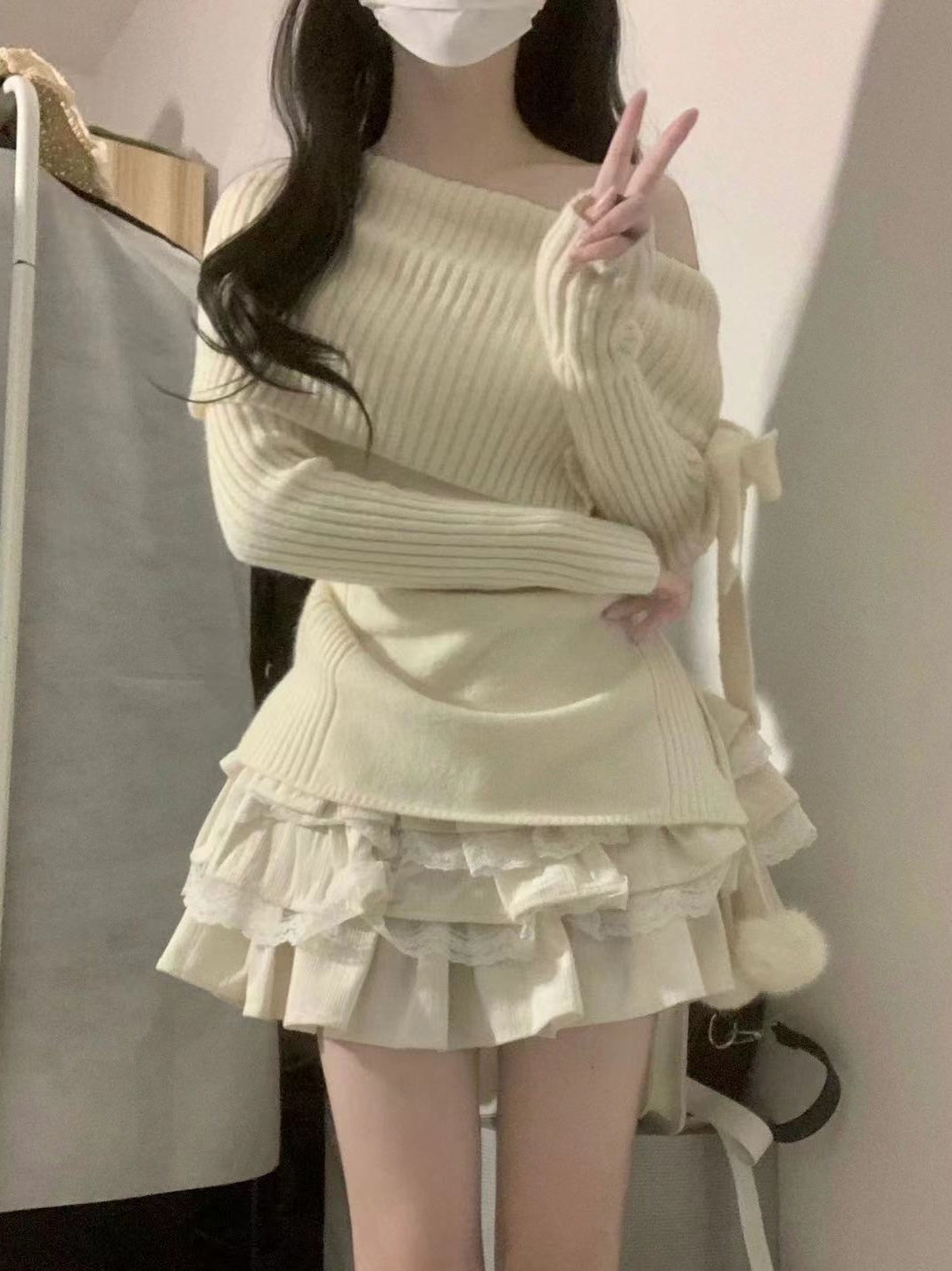 One-Shoulder Long Sleeve Knit Top for Women – Stylish White Knitwear Canada USA