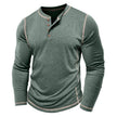 Mens Henley Long Sleeve – Slim Cotton Blend Casual Pullover