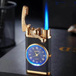 New Lighter With Electric Watch Rocker Arm Automatic Ignition Straight Blue Flame Lighter Creative Real Dial Inflatable Windproof Cigar Lighter Men's Watch Gift
