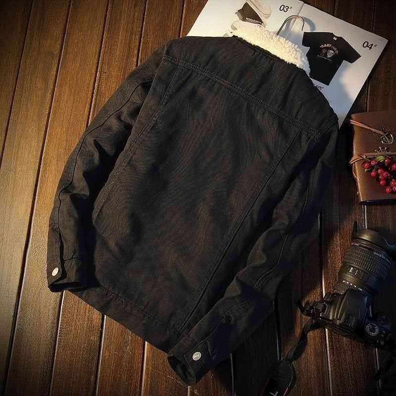 Winter Fleece-lined Denim Coat For Men Thickened Jeans jacket