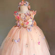 Children's Handmade Flower Fashion Special Dress Princess Ball Gown Dress Birthday Photoshoot Dress for girls Party dress for kids